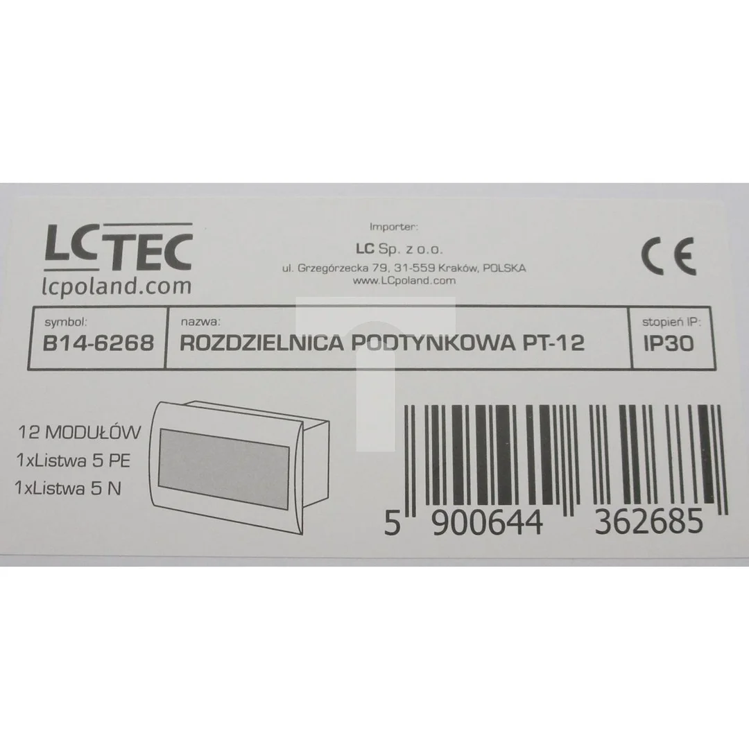 Rozdzielnica modułowa podtynkowa pt 1x12 12 modułów IP30