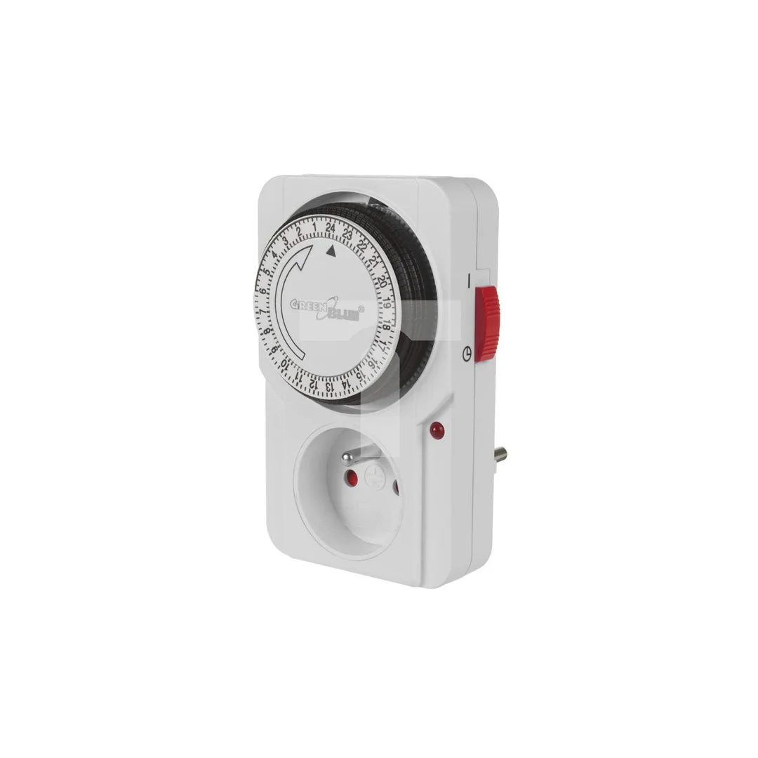 Włącznik czasowy - timer mechaniczny GreenBlue, 48 programów, max. obciążenie 16A, IP20, GB360 E