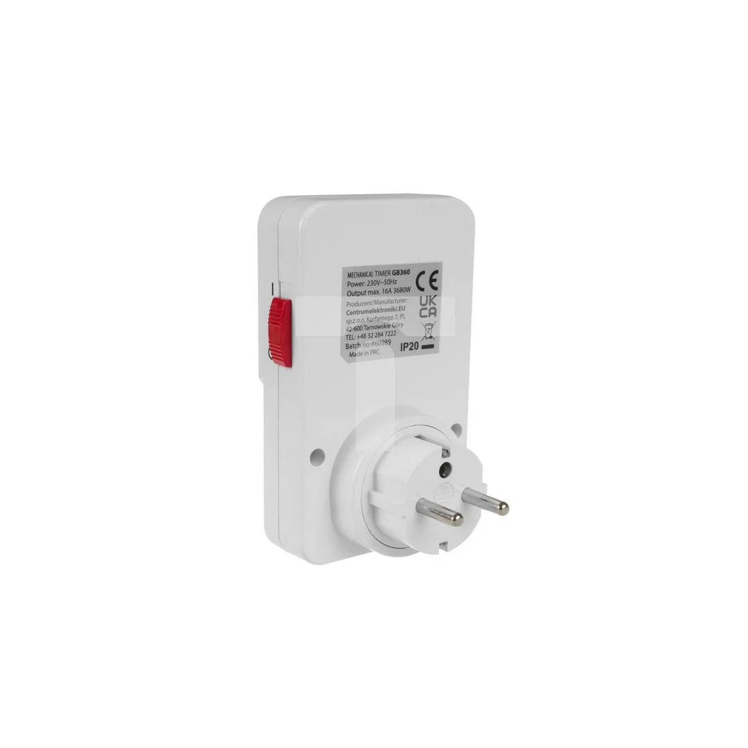 Włącznik czasowy - timer mechaniczny GreenBlue, 48 programów, max. obciążenie 16A, IP20, GB360 E
