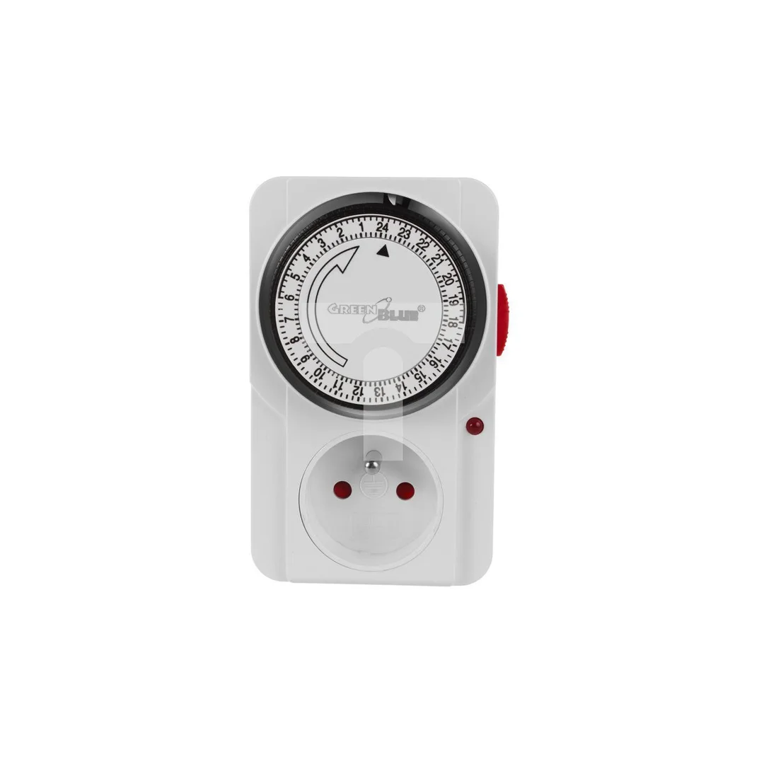 Włącznik czasowy - timer mechaniczny GreenBlue, 48 programów, max. obciążenie 16A, IP20, GB360 E