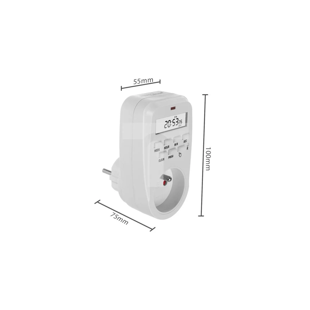 Włącznik czasowy - timer cyfrowy GreenBlue, max. obciążenie 16A, IP20, GB362 E
