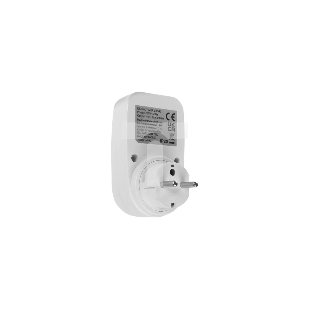 Włącznik czasowy - timer cyfrowy GreenBlue, max. obciążenie 16A, IP20, GB362 E