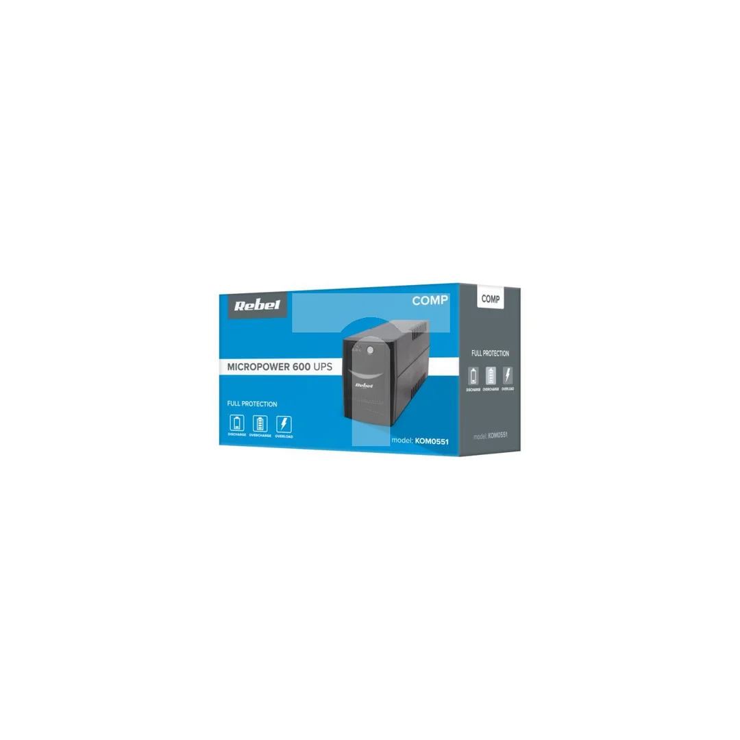 Zasilacz awaryjny UPS REBEL model Micropower 600 ( offline, 600VA / 360W , 230 V , 50Hz )