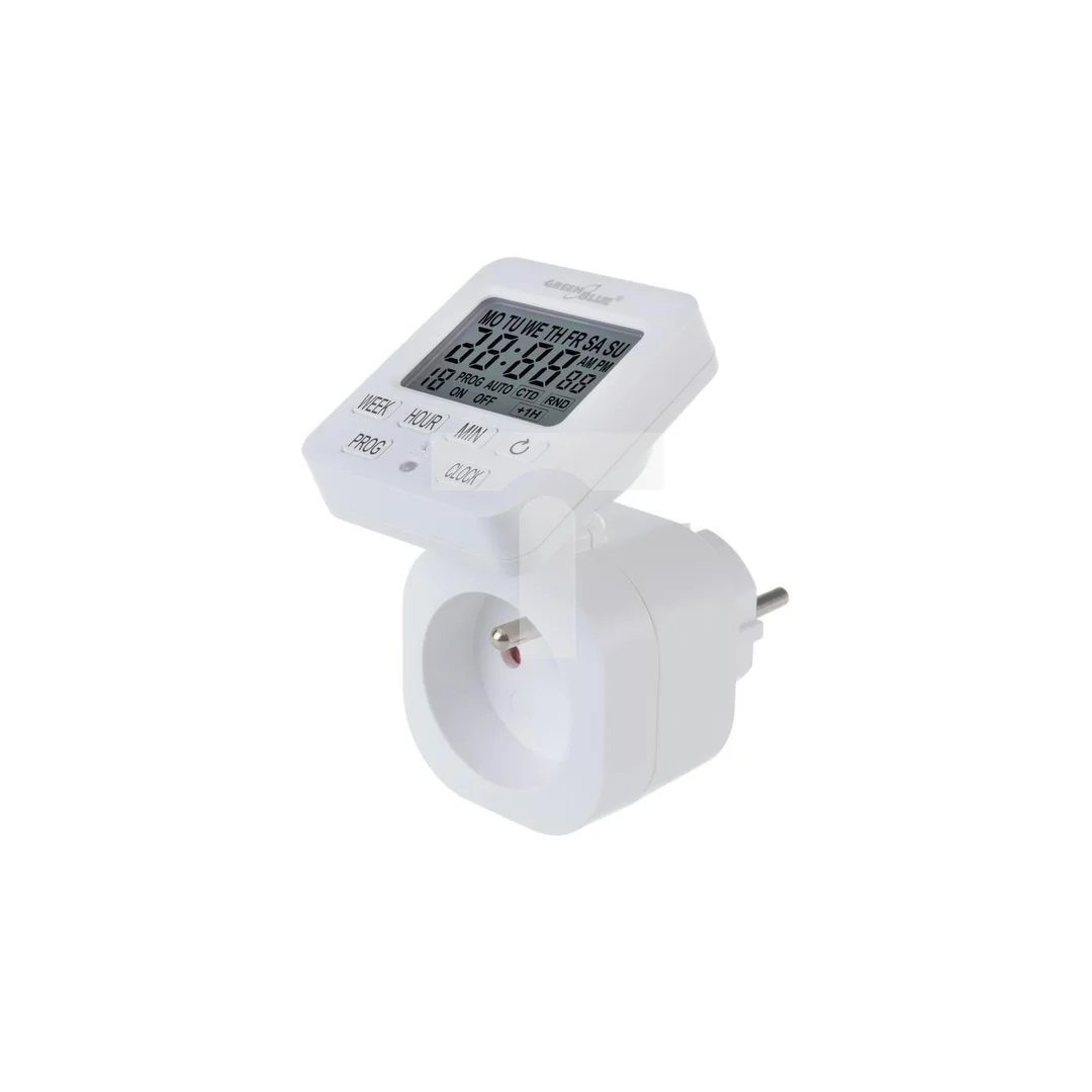 Włącznik czasowy - timer cyfrowy GreenBlue, max. obciążenie 16A, IP20, GB605 E