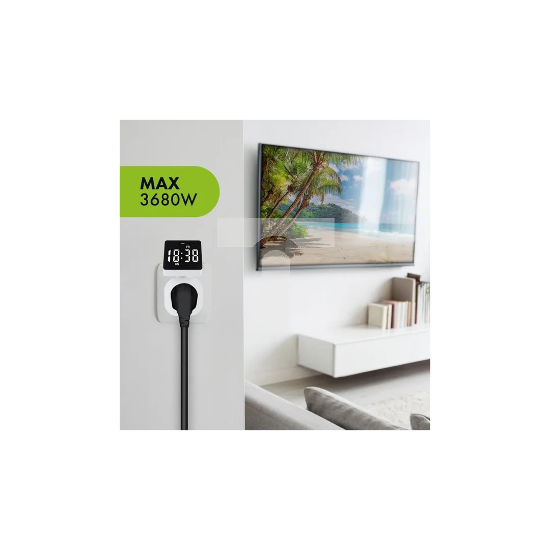 Włącznik czasowy - timer cyfrowy GreenBlue, max. obciążenie 16A, IP20, GB610 E