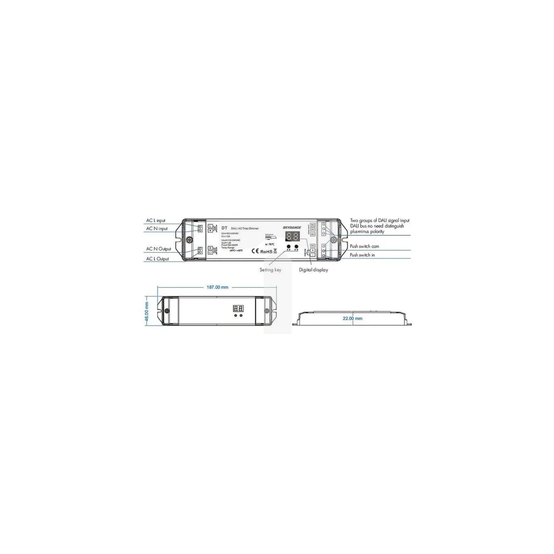 Odbiornik LED triakowy (DALI) Skydance - ściemniacz do żarówek 230VAC 200W - DT