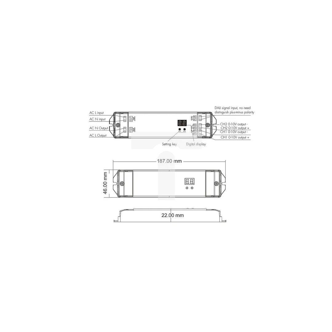 Sterownik LED 0/1-10V (DALI) Skydance - 2 kanałowy 0/1-10V 20mA - 230VAC - DV