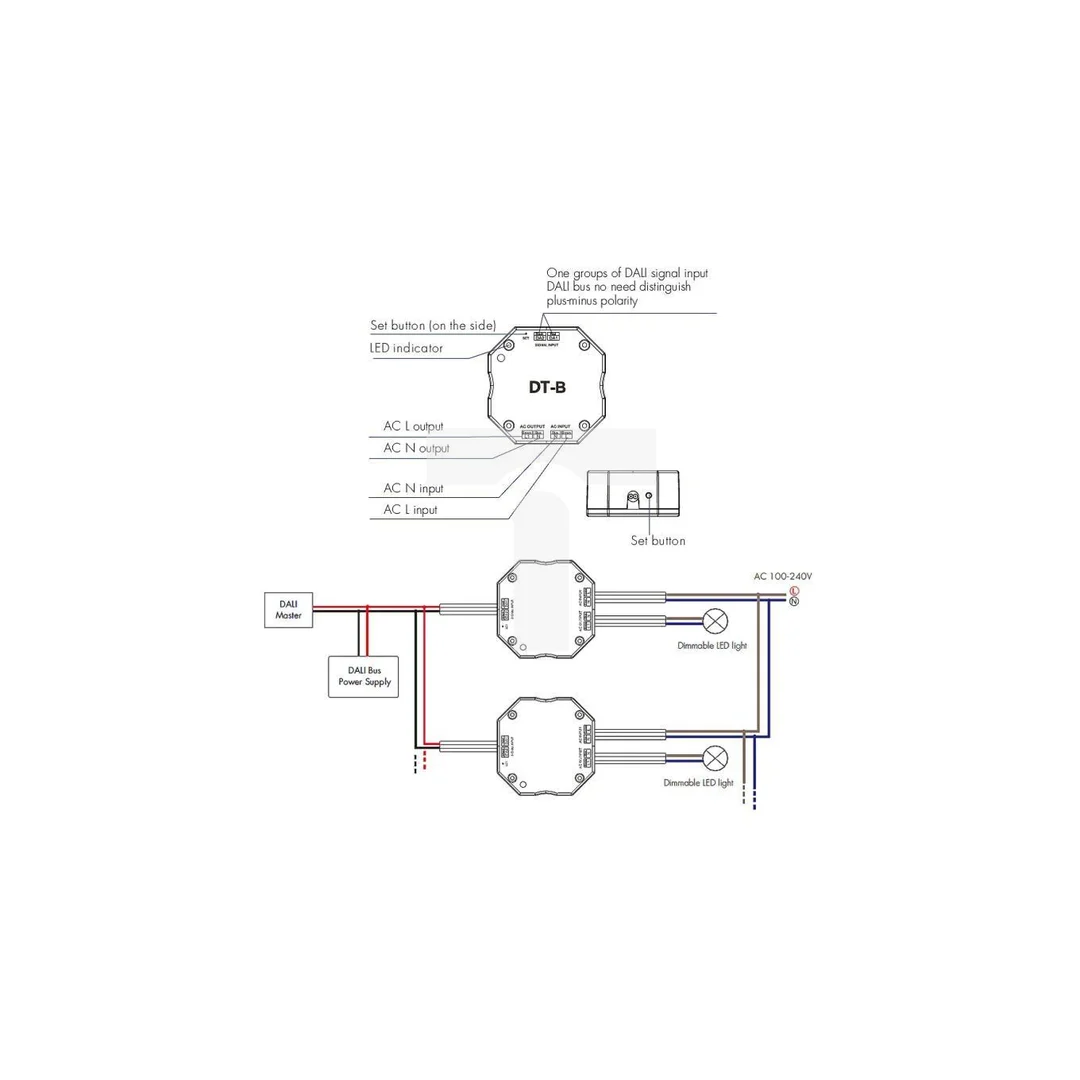 Sterownik LED triakowy (DALI) Skydance - ściemniacz do żarówek 230VAC 200W - fi60 - DT-B
