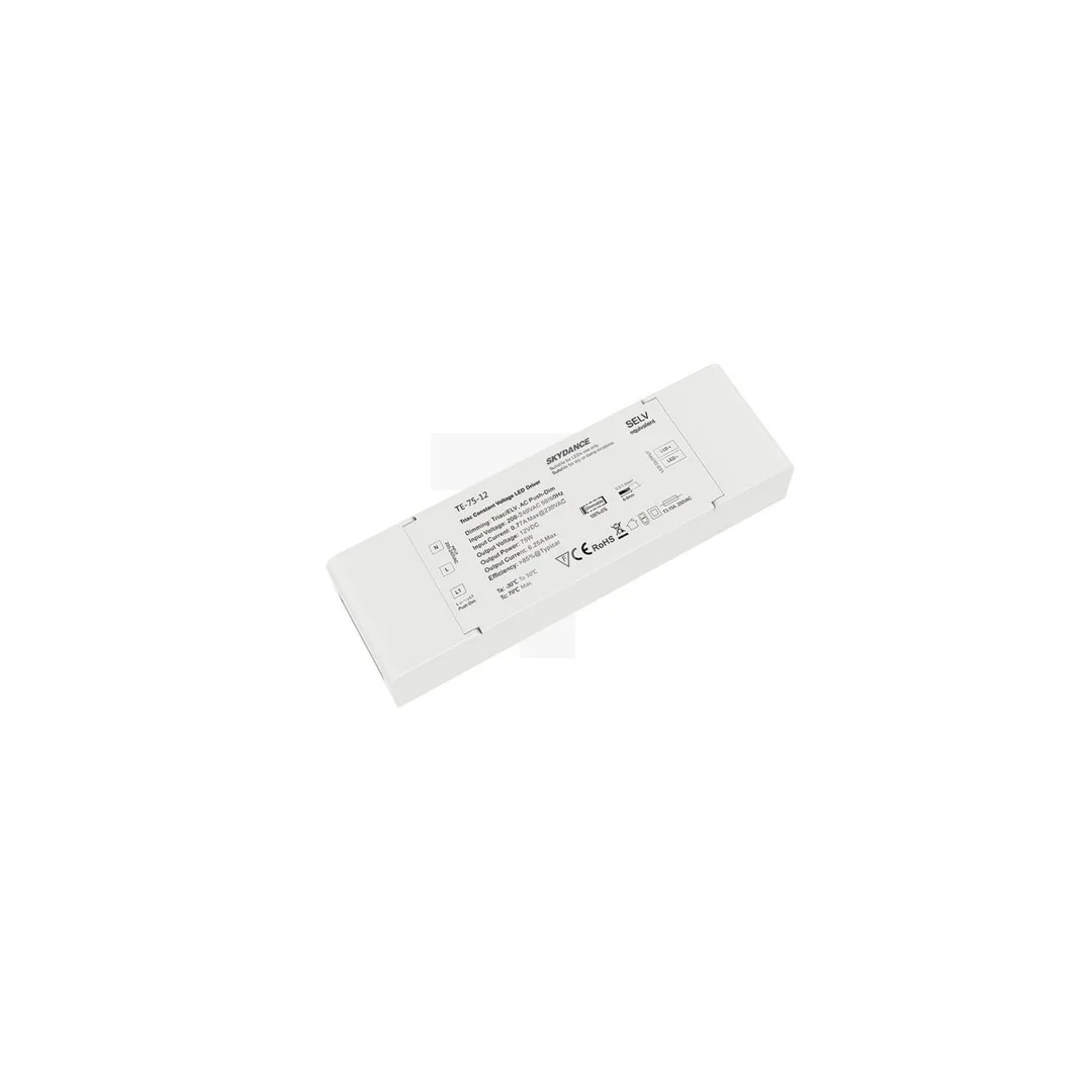 Ściemniacz z zasilaczem napięciowym LED Skydance - 24V 75W - sterowanie triak 230V - TE-75-24