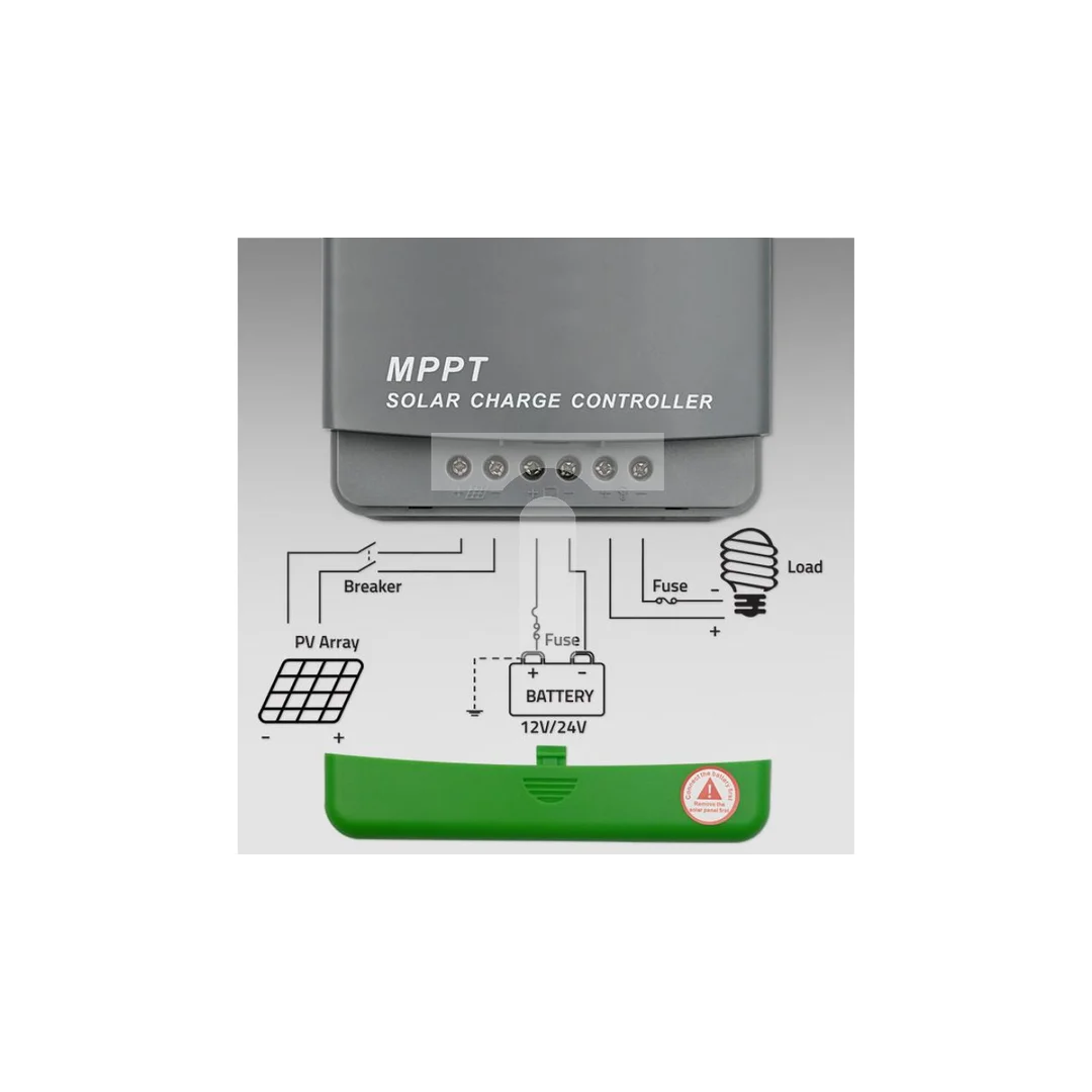 Qoltec Solarny regulator ładowania MPPT z czujnikiem temperatury 20A 12V / 24V LCD 2 x USB