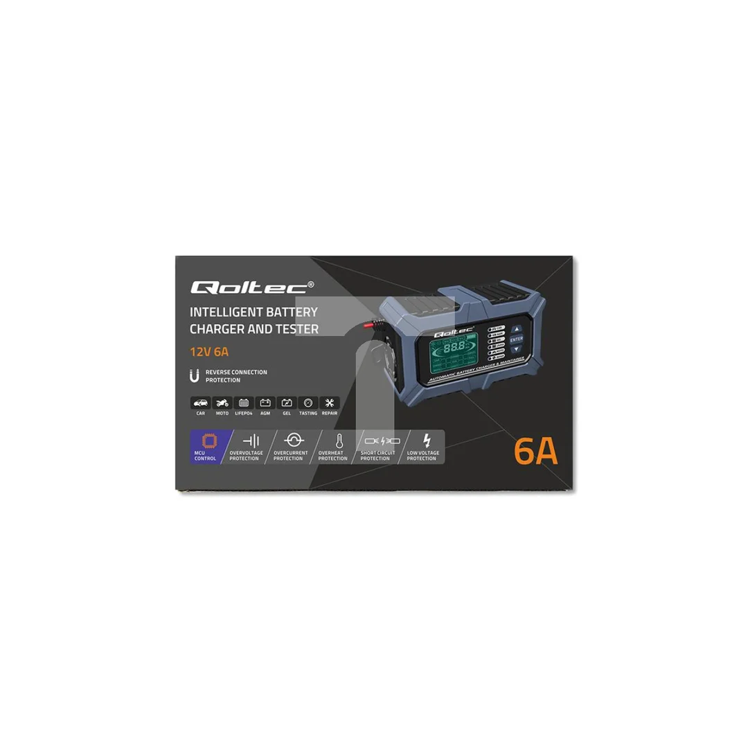 Ładowarka z testerem baterii i funkcją naprawy 12V 6A LCD do AGM LiFePO4 GEL