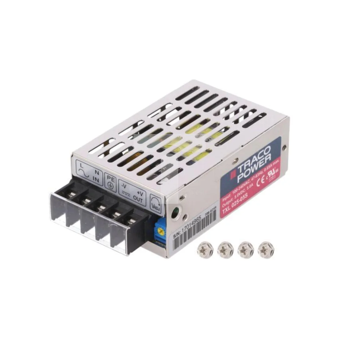 Zasilacz impulsowy, do wbudowania,modułowy, 25W, 5VDC, 5A, Output: 1 TXL 025-05S