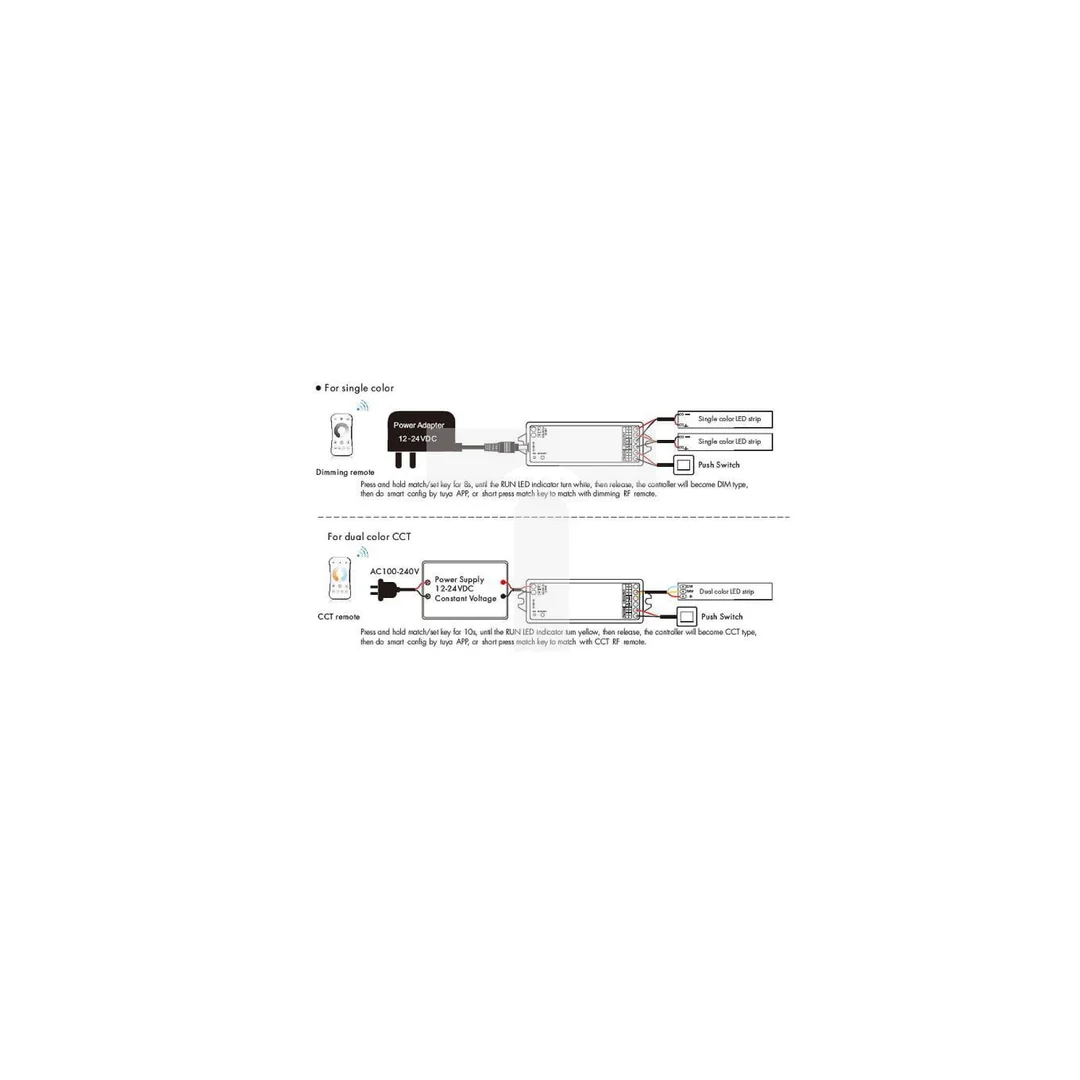 Ściemniacz LED 2w1 Skydance (WiFi) - Mono /CCT - 12-36V DC 10A - Alexa Tuya - WT1
