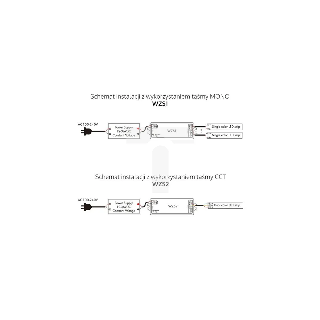 Ściemniacz LED Skydane (ZigBee 3.0) - CCT - 12-36V DC 10A - Tuya - WZS2