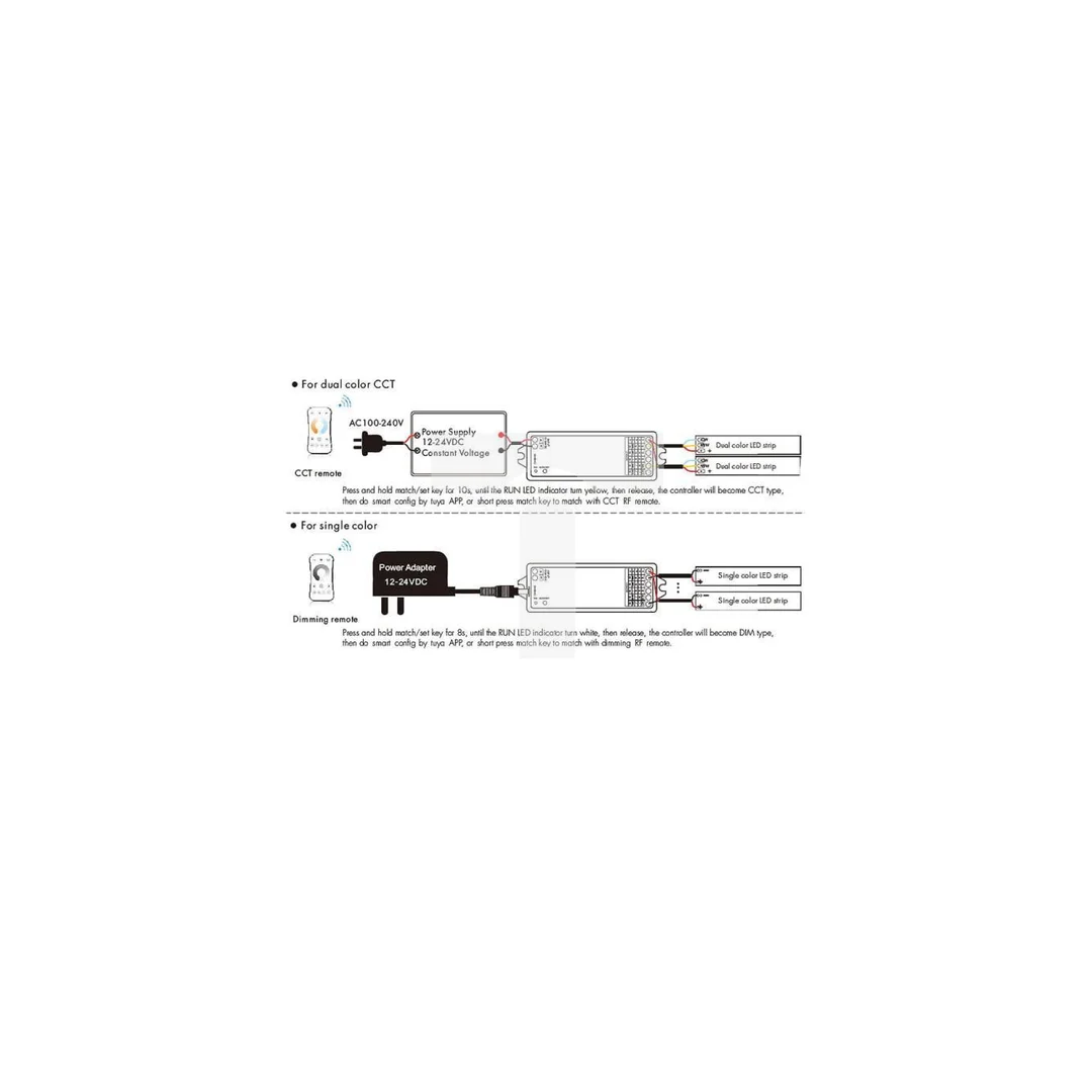 Sterownik LED 5w1 Skydance (Bluetooth) - Mono /CCT /RGB /RGB+CCT - 12-24V DC 15A - Tuya - WB5