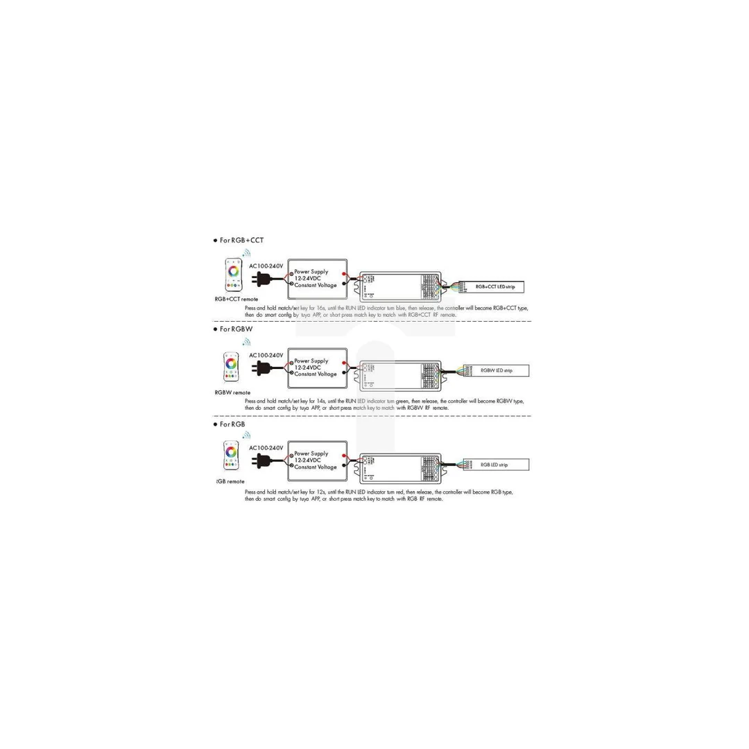 Sterownik LED 5w1 Skydance (Bluetooth) - Mono /CCT /RGB /RGB+CCT - 12-24V DC 15A - Tuya - WB5