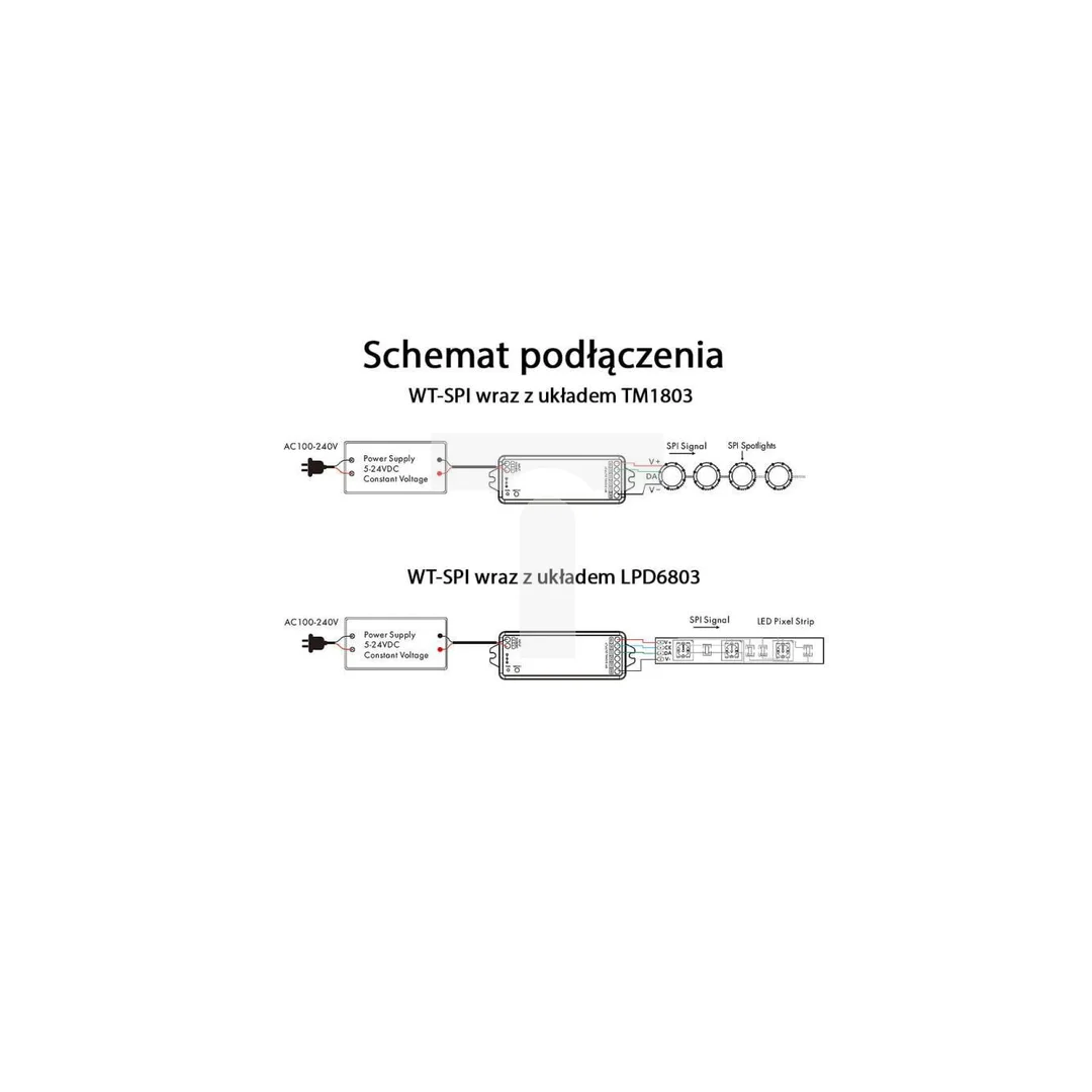 Sterownik LED SPI (WiFi) Skydance - do taśm cyfrowych LED - 8A 5-24V DC - 1000 pixel - WT-SPI