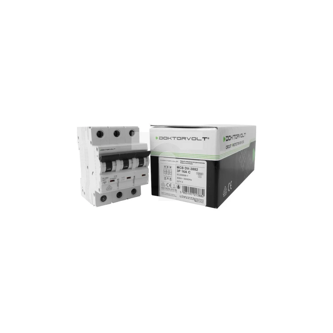 Wyłącznik nadprądowy MCB 10kA 3P 16A C16A VDE Doktorvolt DV-3882
