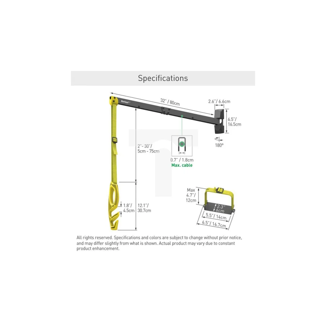 uchwyt ścienny wysięgnik 80cm kabla ładowarki samochodowej
