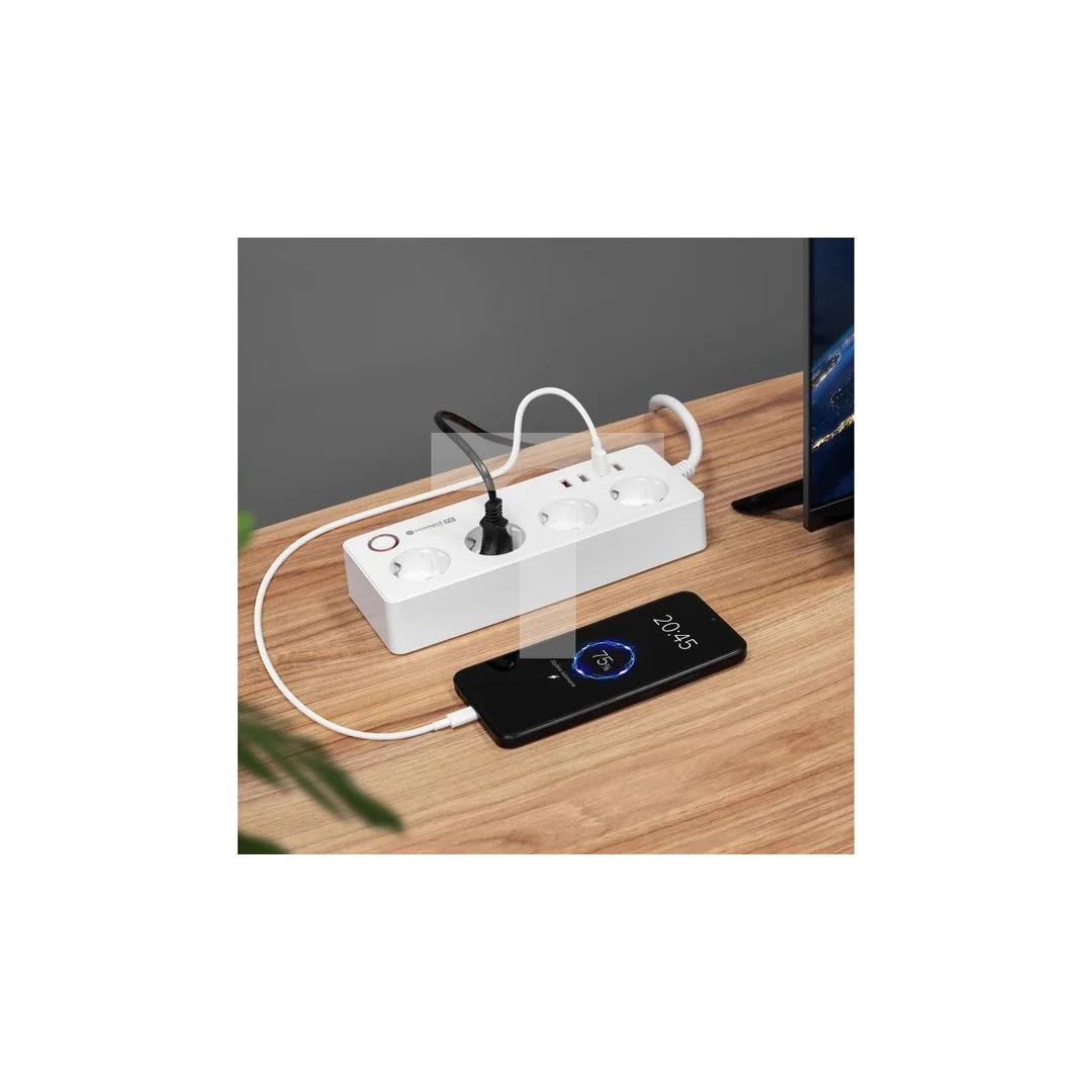 Listwa sieciowa KrugeriMatz 4 gniazda typu niemieckiego i 4xUSB 2100 mA Connect P6 Tuya