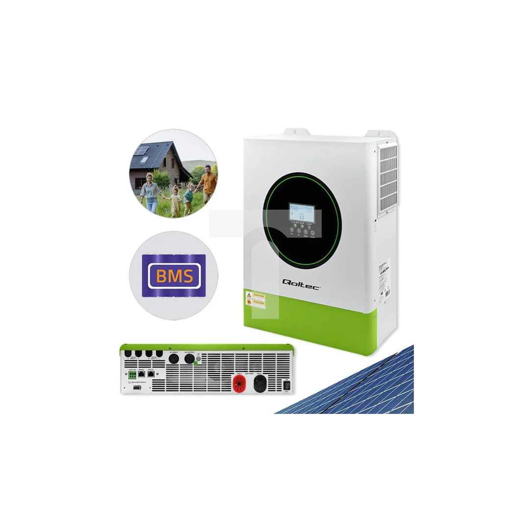 Qoltec Hybrydowy inwerter solarny Off-Grid 11000W 160A 48V MPPT BMS Sinus opcja Wi-Fi Power Factor 1.0