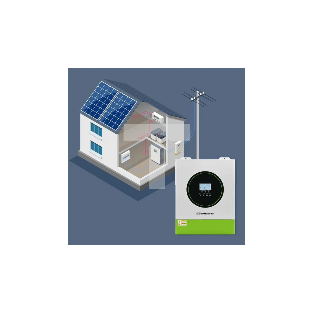 Qoltec Hybrydowy inwerter solarny Off-Grid 11000W 160A 48V MPPT BMS Sinus opcja Wi-Fi Power Factor 1.0
