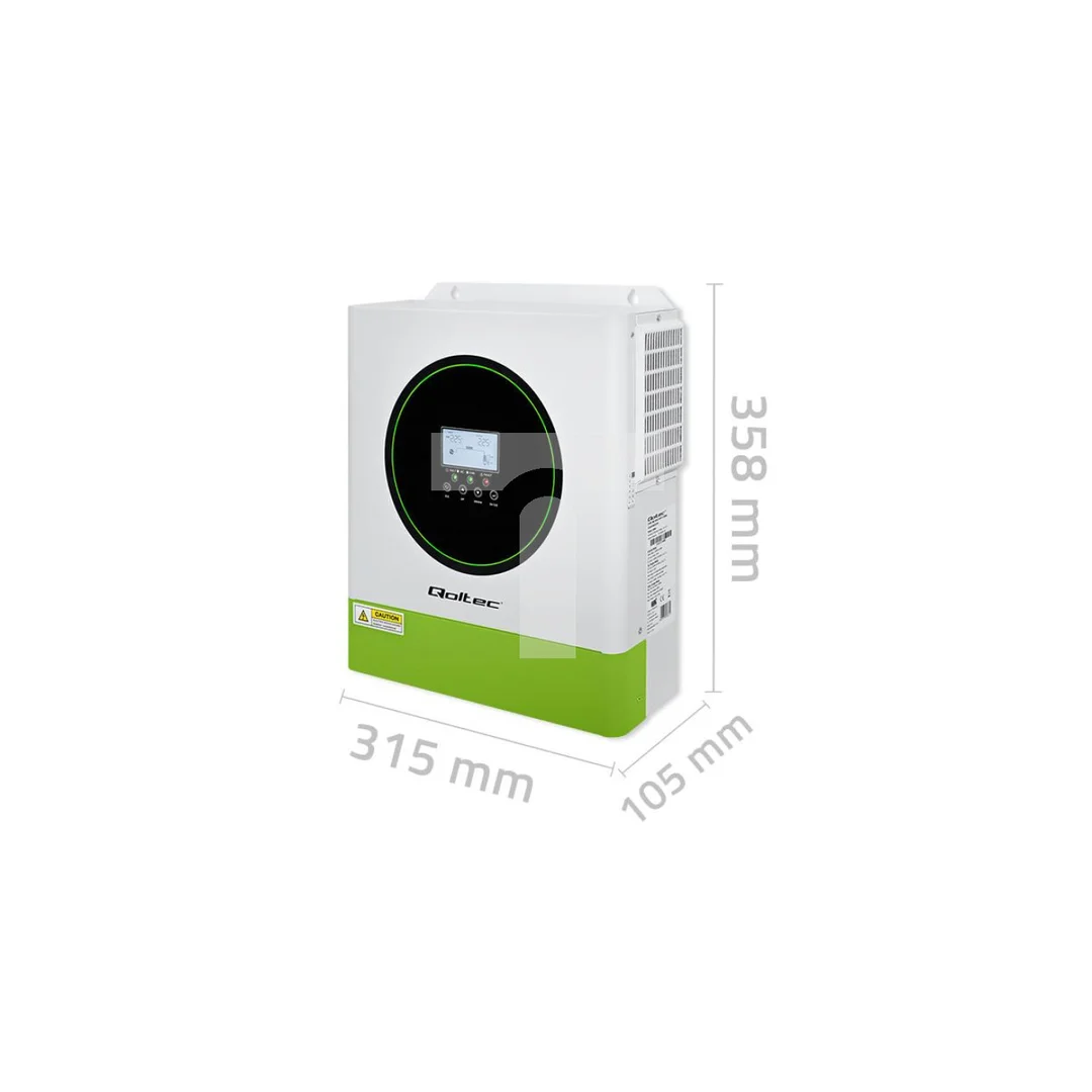 Qoltec Hybrydowy inwerter solarny Off-Grid 3500W 100A 24V MPPT BMS opcja Wi-fi Sinus Power factor 1.0