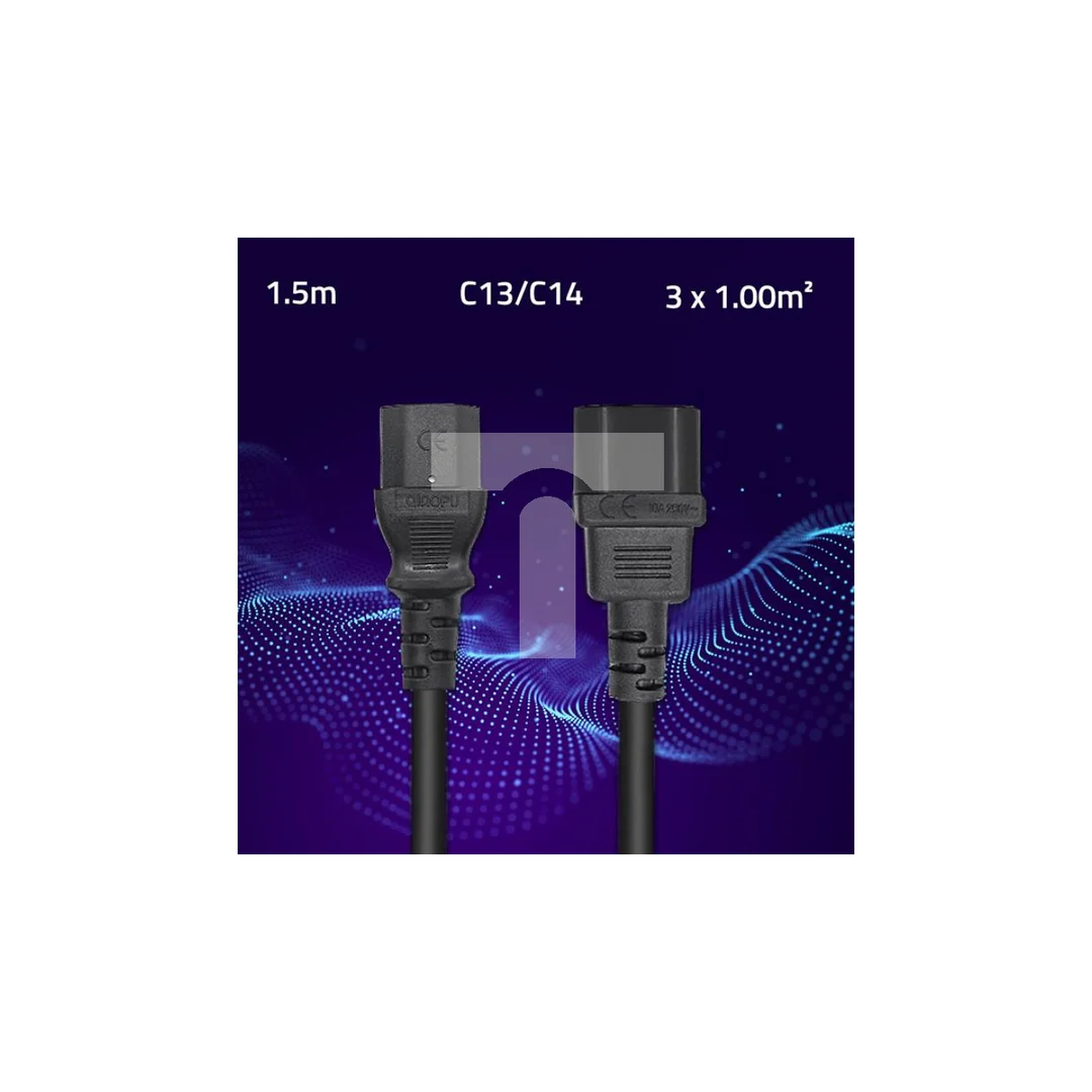 Qoltec Kabel zasilający do UPS IEC C13/C14 3x1.0mm² 1.5m
