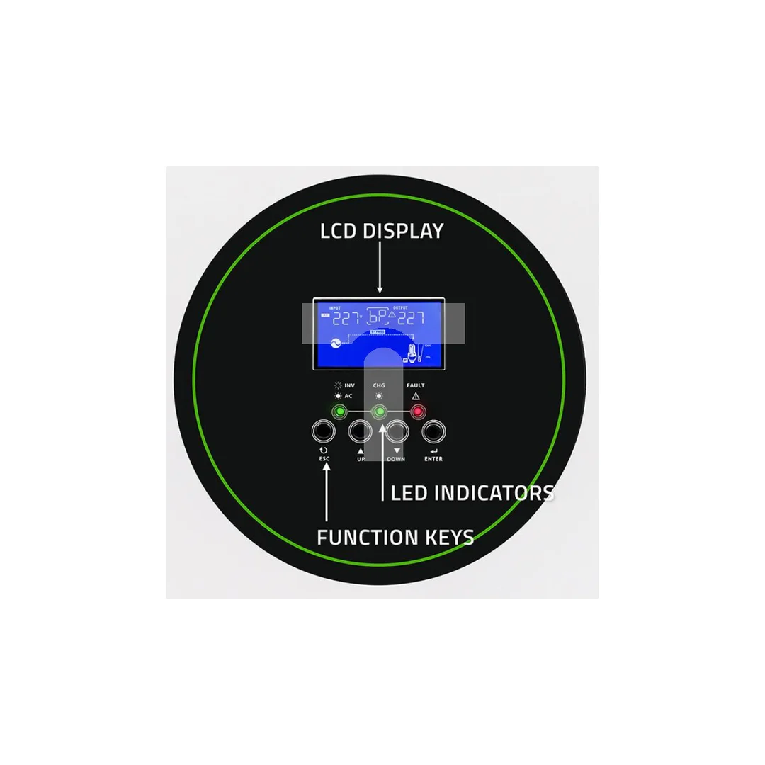 Qoltec Modularny Hybrydowy inwerter solarny Off-Grid 6200W 120A 48V MPPT do 12 jednostek BMS Sinus opcja Wi-Fi Power Factor 1.0
