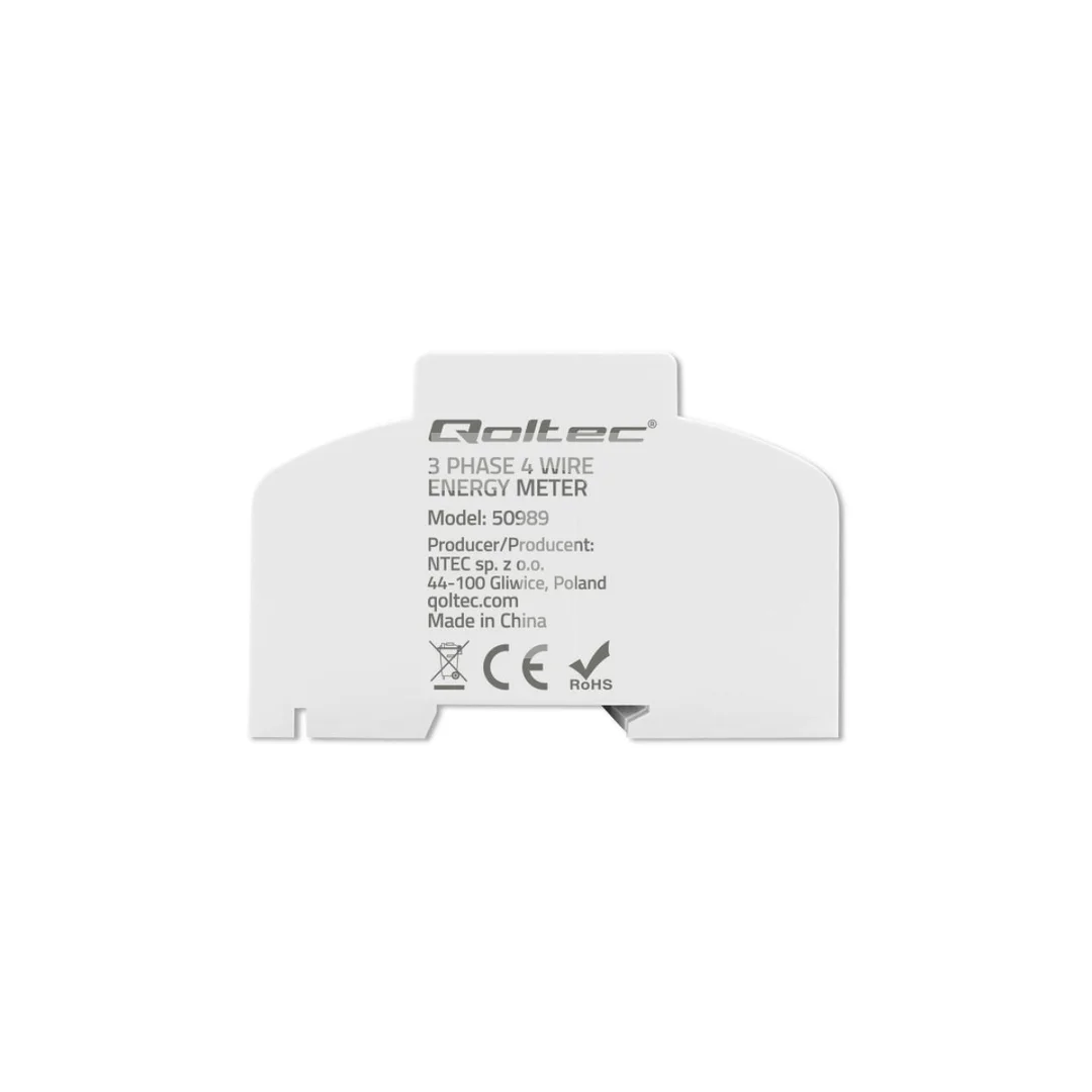 Qoltec Trójfazowy dwukierunkowy elektroniczny licznik miernik zużycia energii na szynę DIN 400V 100A LCD 4P