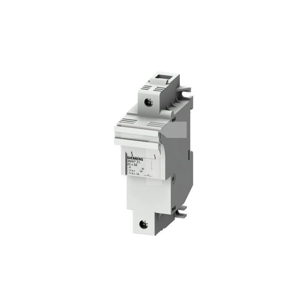 Podstawa bezpiecznikowa do wkładek cylindrycznych 22x58mm 100A 1-bieg. Na szynę DIN 3NW7211