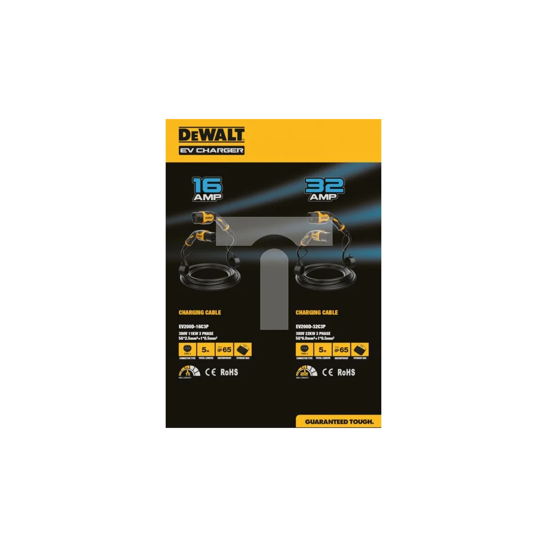 DeWalt Kabel ładujący 11kW typu 2 do typu 2 ev 16A IP65 5m