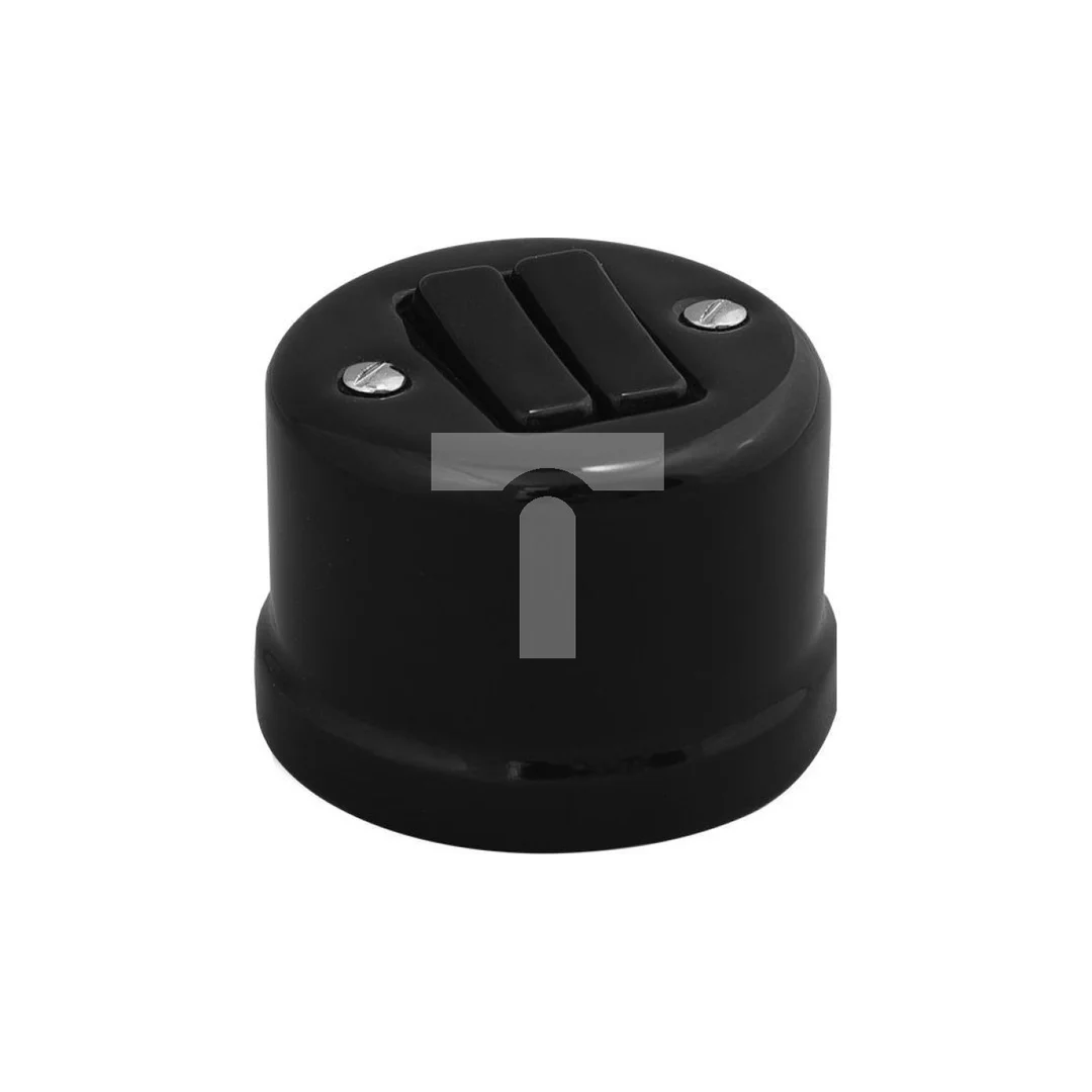 Łącznik do sterowania roletami natynkowy Retro ceramic 10A-250V~, czarny
