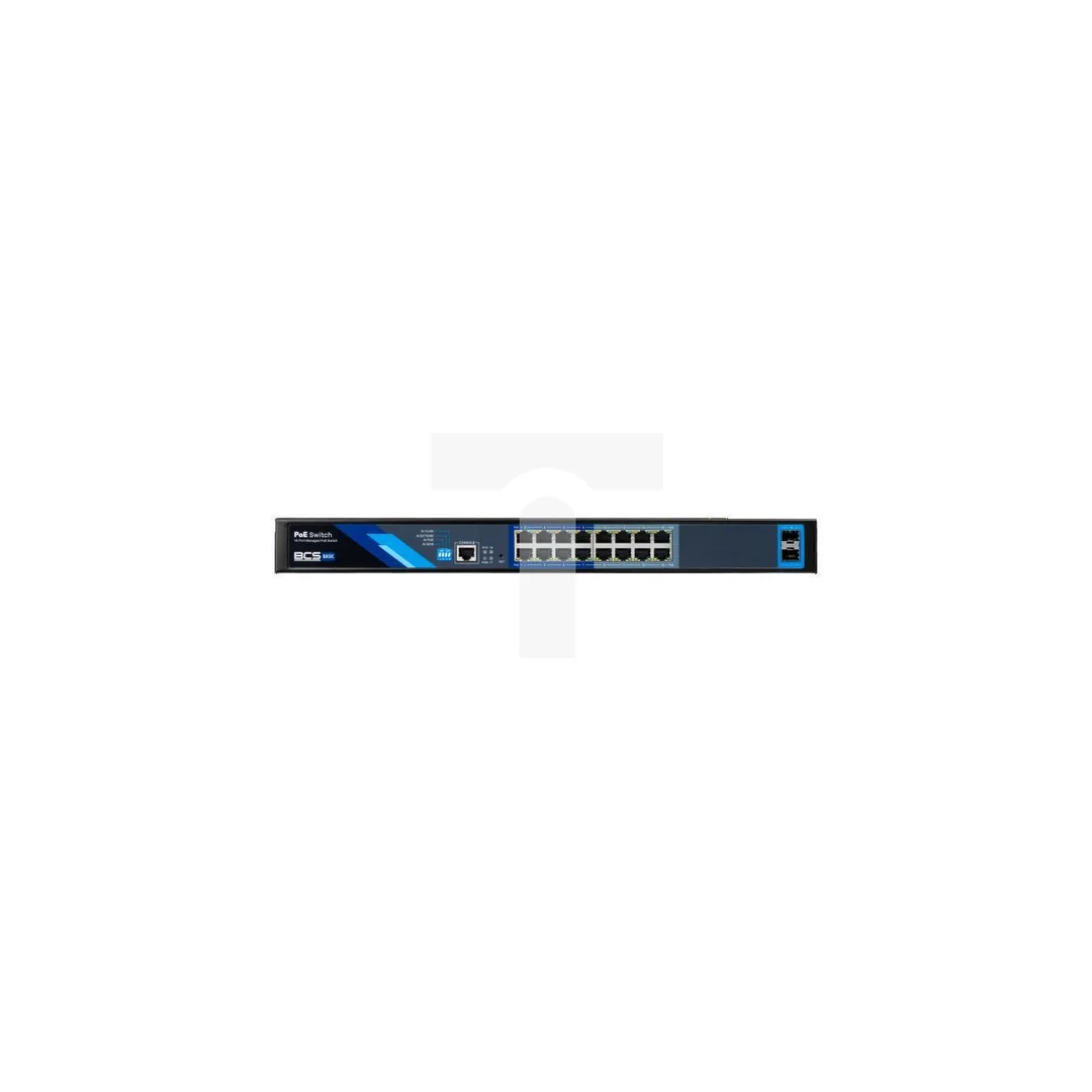 Switch PoE 16-portowy 1Gbps + 2xSFP BCS-B-SP16G-2SFP-M