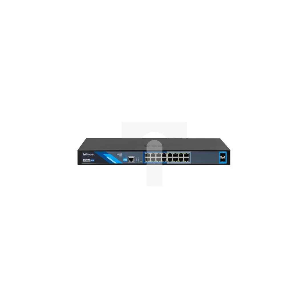Switch PoE 16-portowy 1Gbps + 2xSFP BCS-B-SP16G-2SFP-M
