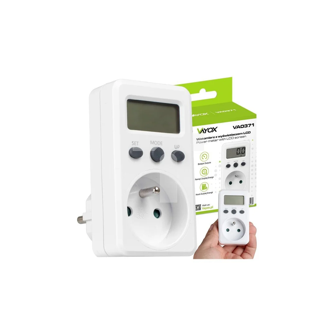 Watomierz Licznik zużycia energii elektrycznej 16A 3680W VA0371 Vayox