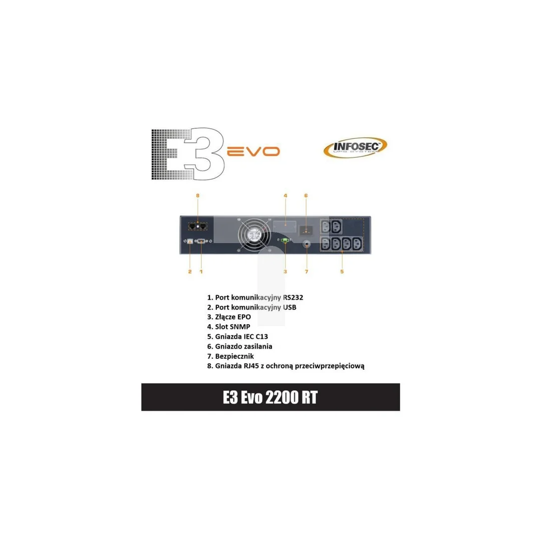 UPS zasilacz E3 Evo 2200 RT, 2200VA, 1230W, 6x C13