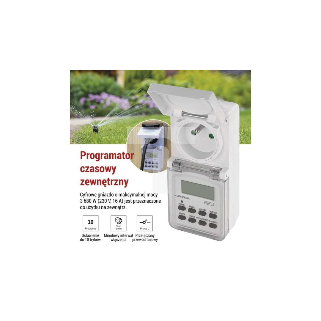 Cyfrowy programator czasowy IP44 zewnętrzny P5507N