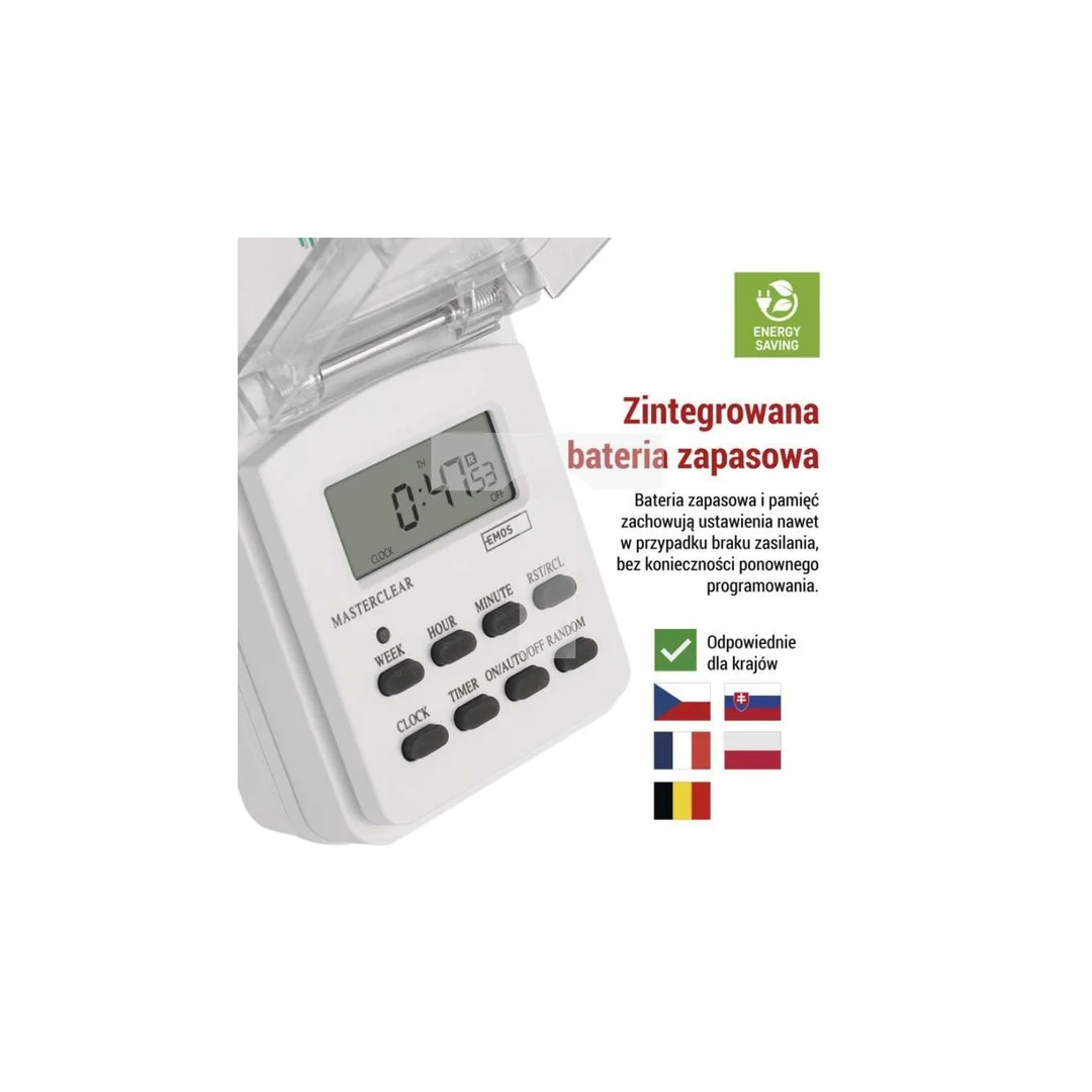 Cyfrowy programator czasowy IP44 zewnętrzny P5507N