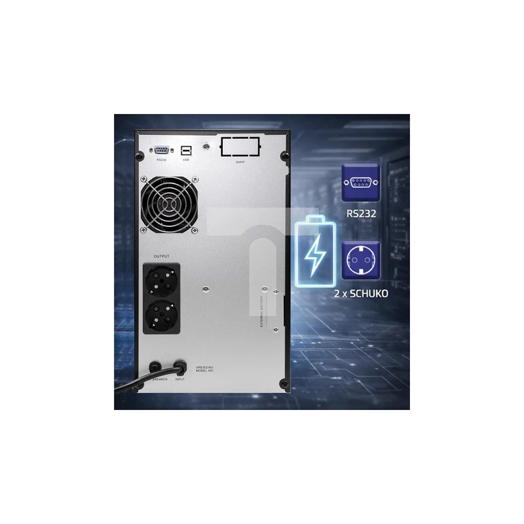 Qoltec Zasilacz awaryjny UPS Pure Sine Wave 3kVA 2400W AVR LCD Czysty Sinus