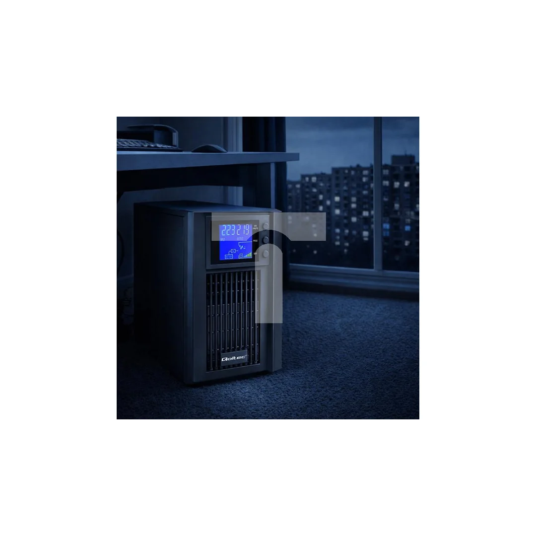 Qoltec Zasilacz awaryjny UPS Pure Sine Wave 1kVA 800W AVR LCD Czysty Sinus