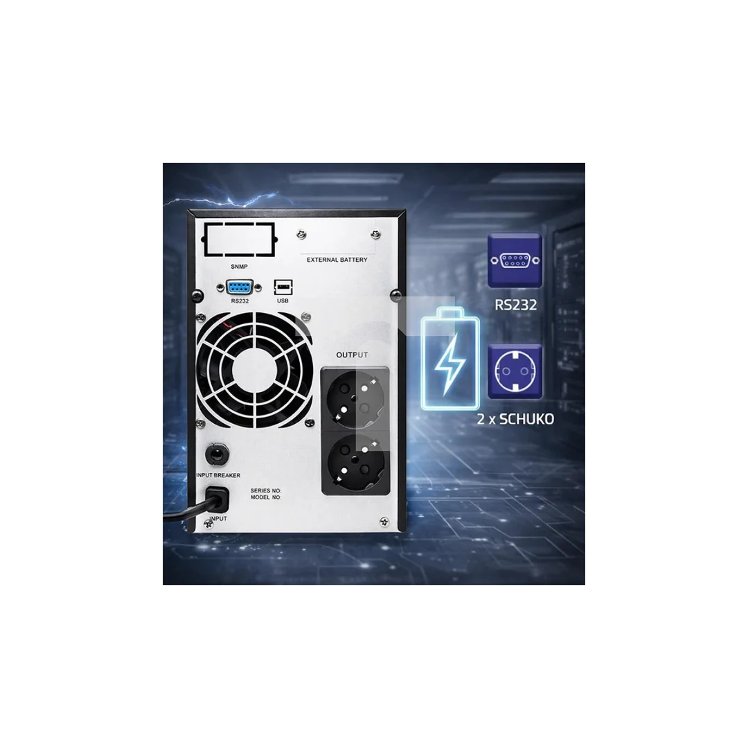 Qoltec Zasilacz awaryjny UPS Pure Sine Wave 1kVA 800W AVR LCD Czysty Sinus