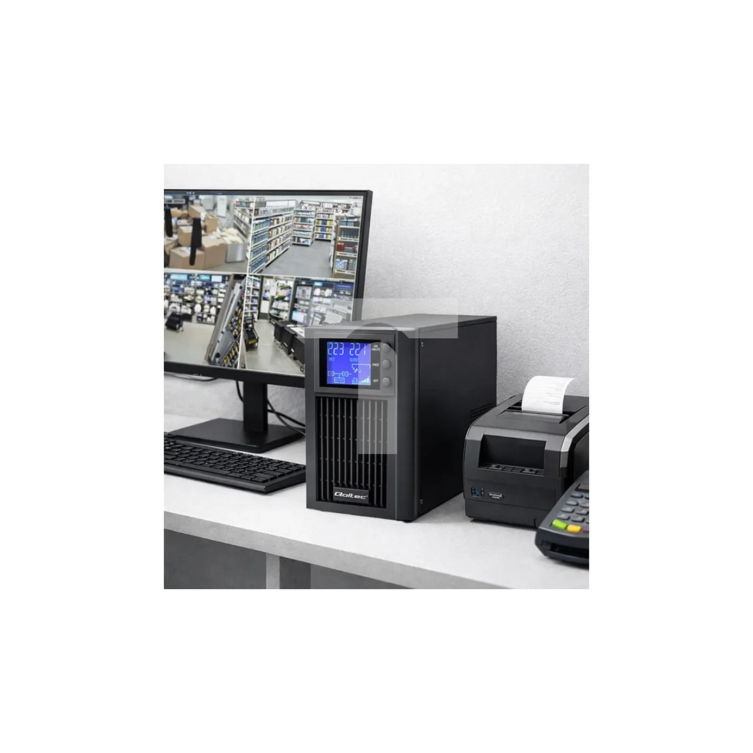 Qoltec Zasilacz awaryjny UPS Pure Sine Wave 1kVA 800W AVR LCD Czysty Sinus