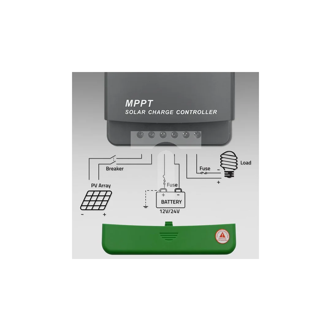 Qoltec Solarny regulator ładowania MPPT z czujnikiem temperatury 50A 12V / 24V LCD Bluetooth APP GEL LiFePO4