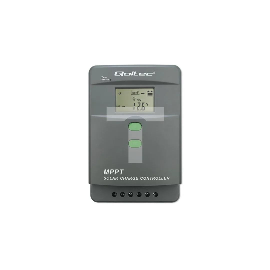 Qoltec Solarny regulator ładowania MPPT z czujnikiem temperatury 50A 12V / 24V LCD Bluetooth APP GEL LiFePO4