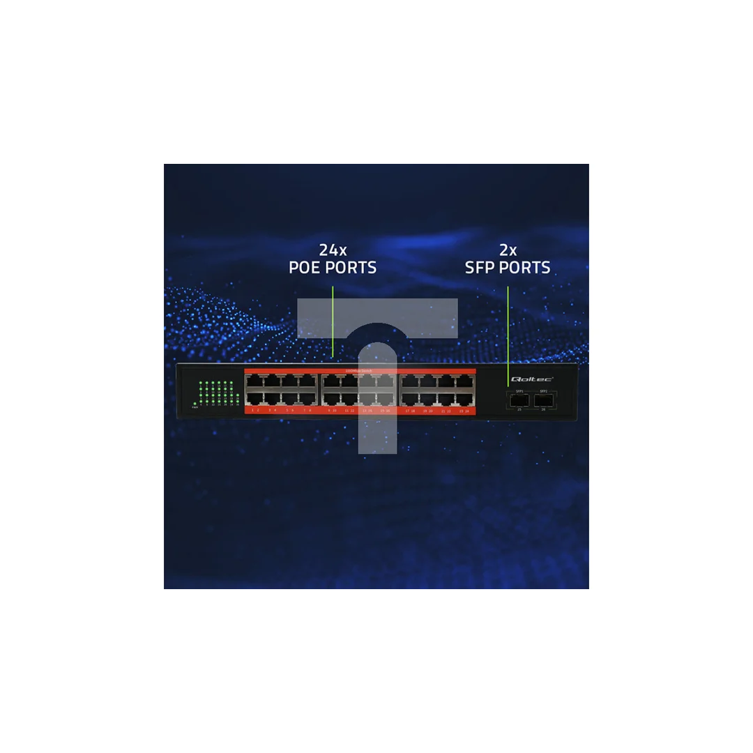 Qoltec Przełącznik sieciowy SWITCH Gigabit Ethernet 24x RJ45 2x SFP 1000 Mb/s