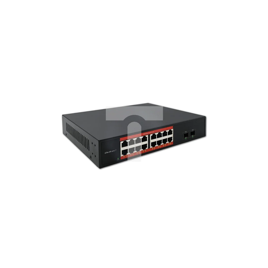 Qoltec Przełącznik sieciowy SWITCH Gigabit Ethernet 16x RJ45 2x SFP 1000 Mb/s