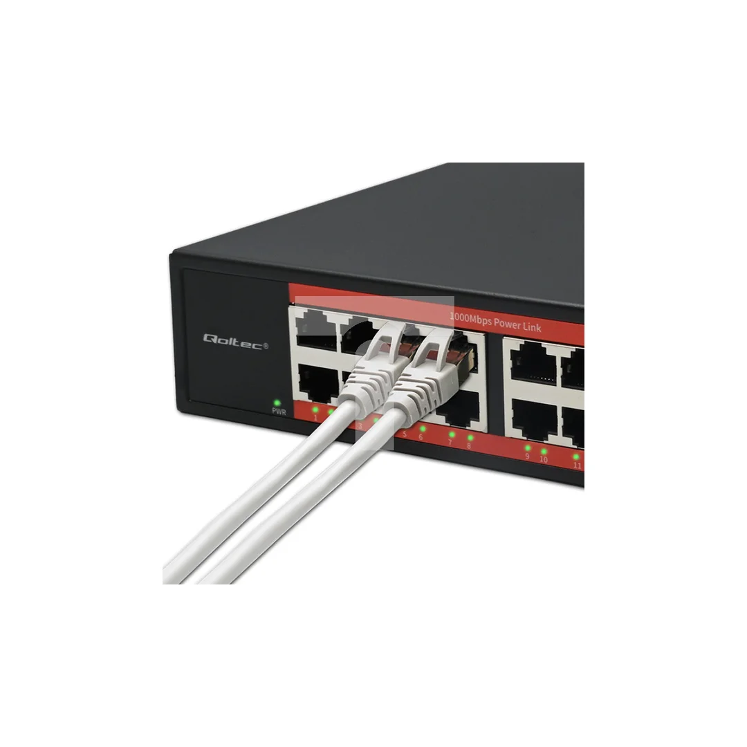 Qoltec Przełącznik sieciowy SWITCH Gigabit Ethernet 16x RJ45 2x SFP 1000 Mb/s