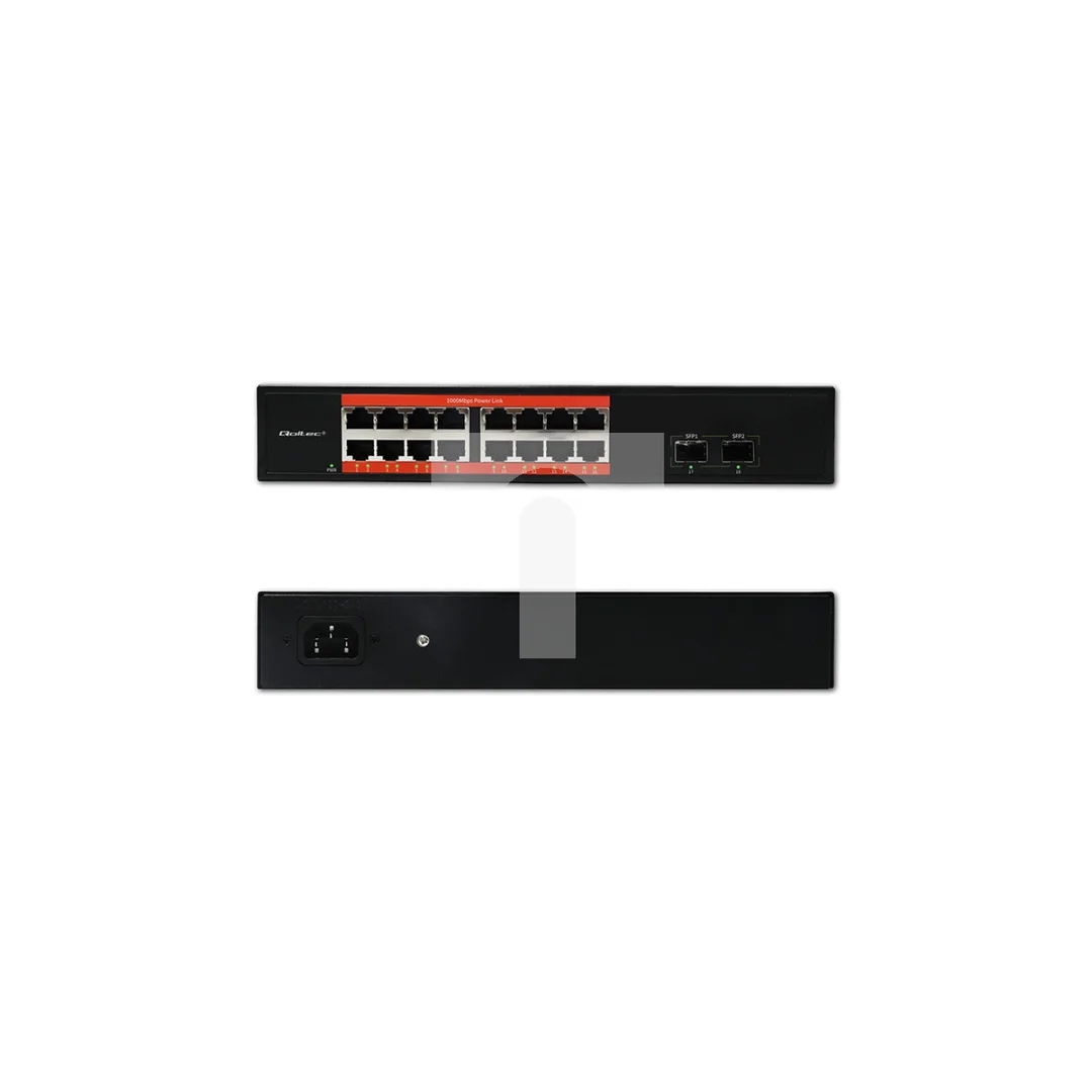 Qoltec Przełącznik sieciowy SWITCH Gigabit Ethernet 16x RJ45 2x SFP 1000 Mb/s