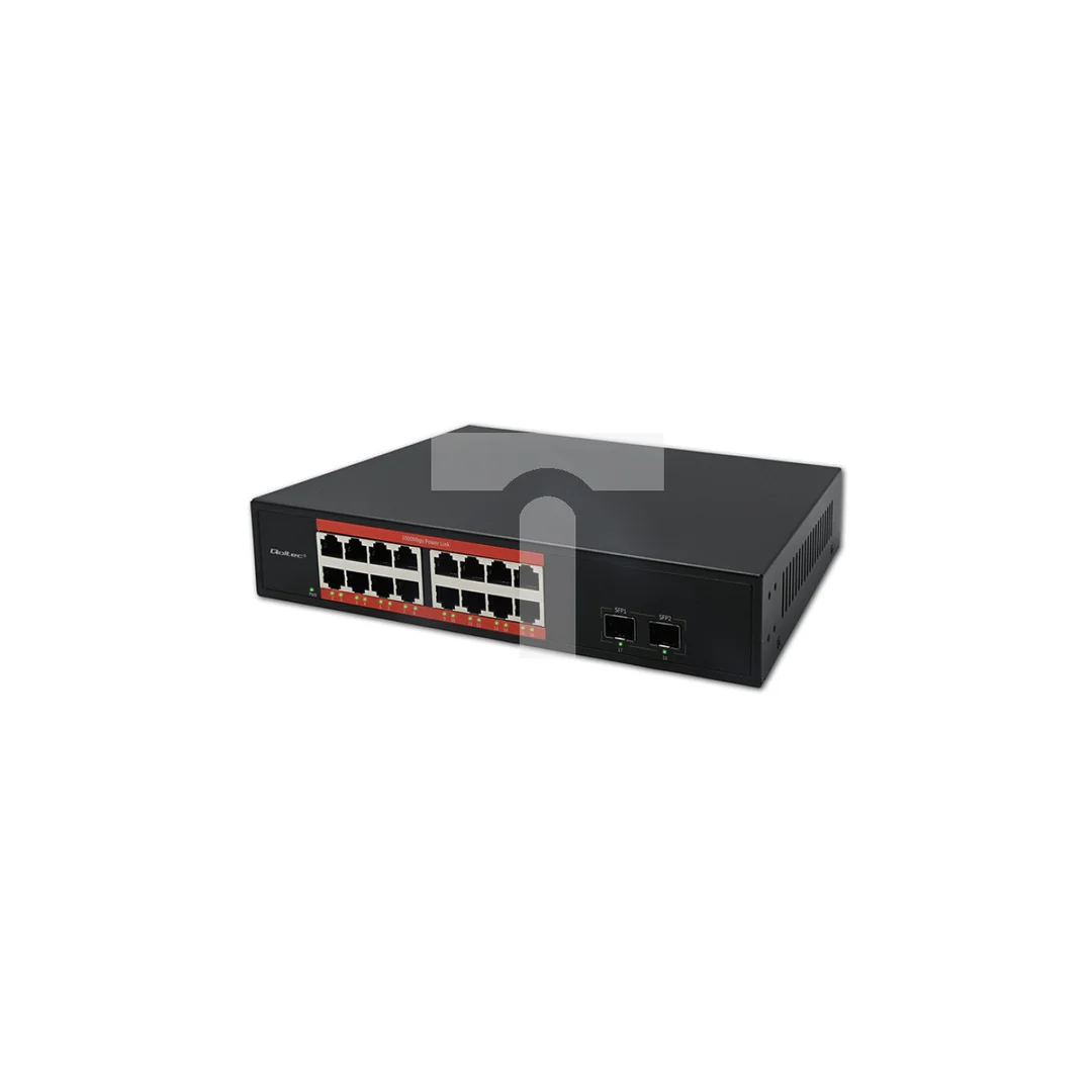 Qoltec Przełącznik sieciowy SWITCH Gigabit Ethernet 16x RJ45 2x SFP 1000 Mb/s